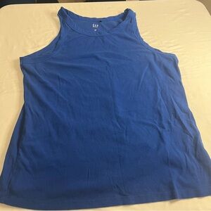 GAP Ribbed High Neck Tank Top Blue XXL
